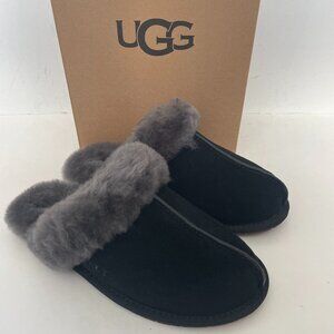 UGG Scuffette II Black/Grey Suede Slippers - NEW